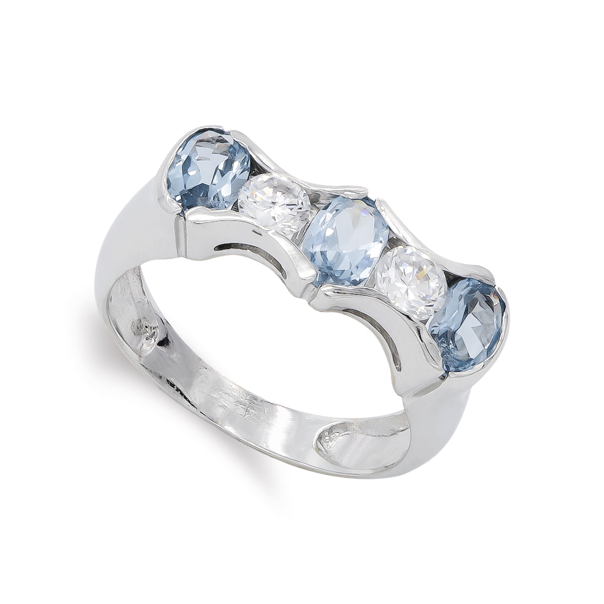 189K SORTIJA ORO BLANCO PIEDRA COLOR Y CIRCONITAS