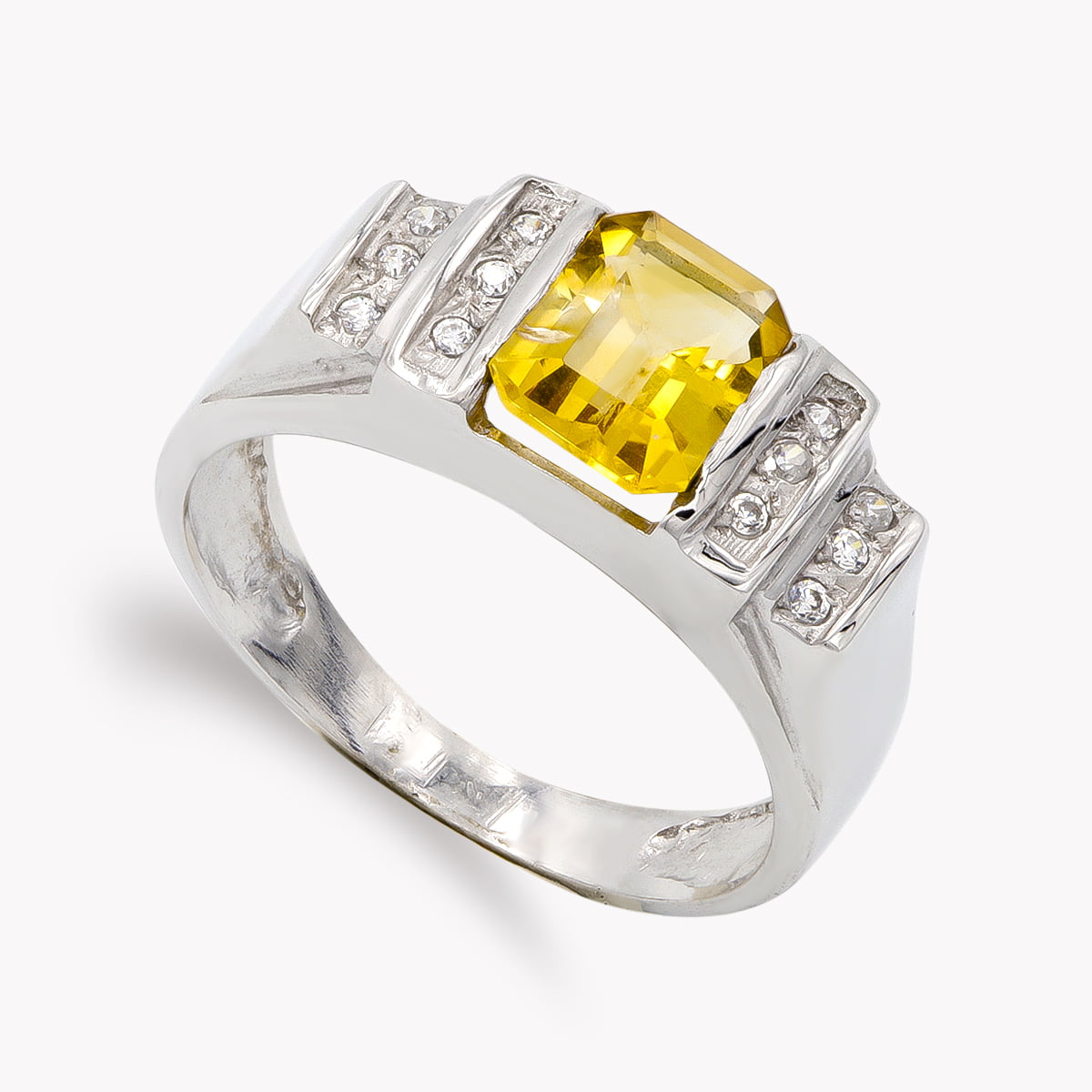 18K SORTIJA ORO BLANCO PIEDRA COLOR Y CIRCONITAS