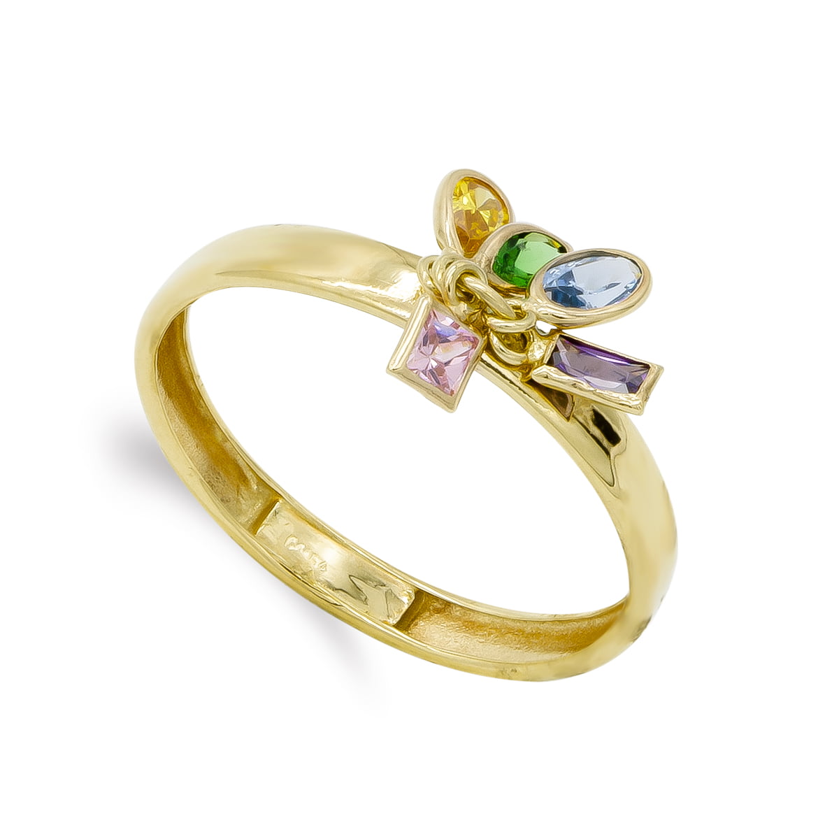 18K SORTIJA ORO AMARILLO 5 PIEDRAS COLOR