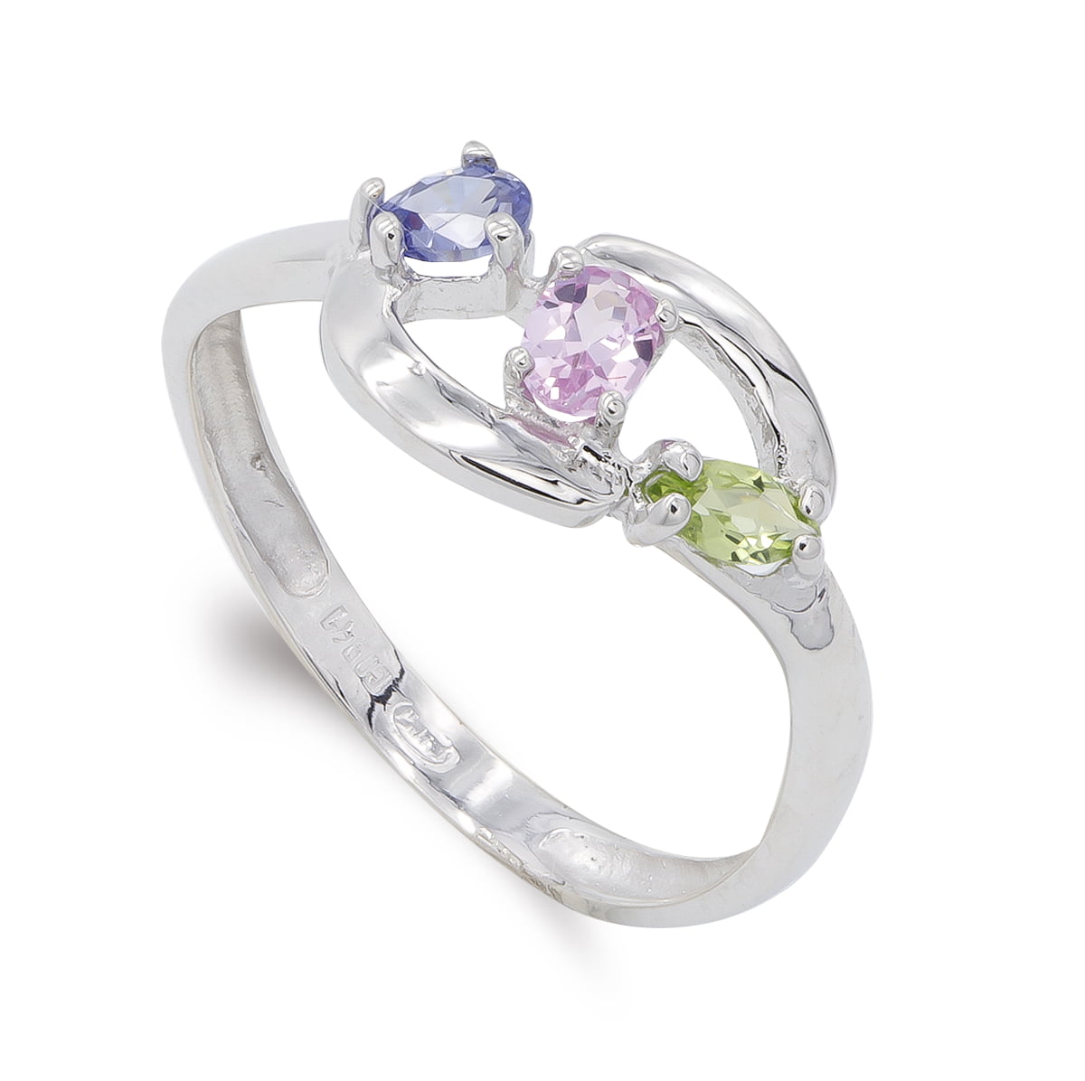 18K SORTIJA ORO BLANCO PIEDRA COLOR