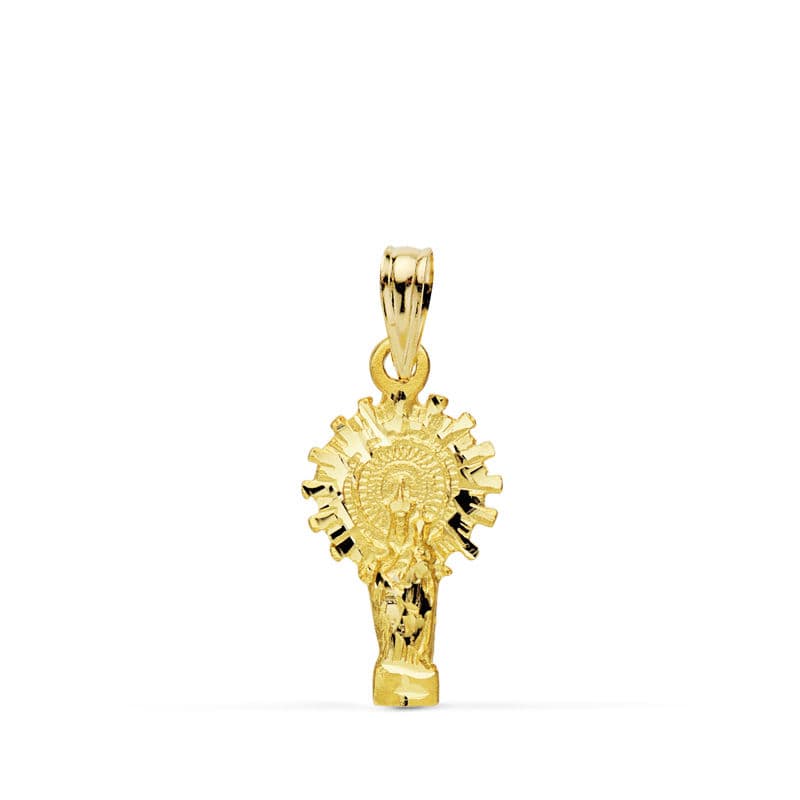 9K MEDALLA ORO AMARILLO VIRGEN DEL PILAR SILUETA 21X11 MM