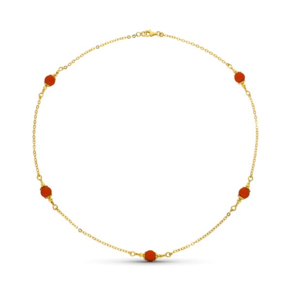 18K GARGANTILLA ORO AMARILLO Y CORALINA 7 MM LONGITUD 50CM