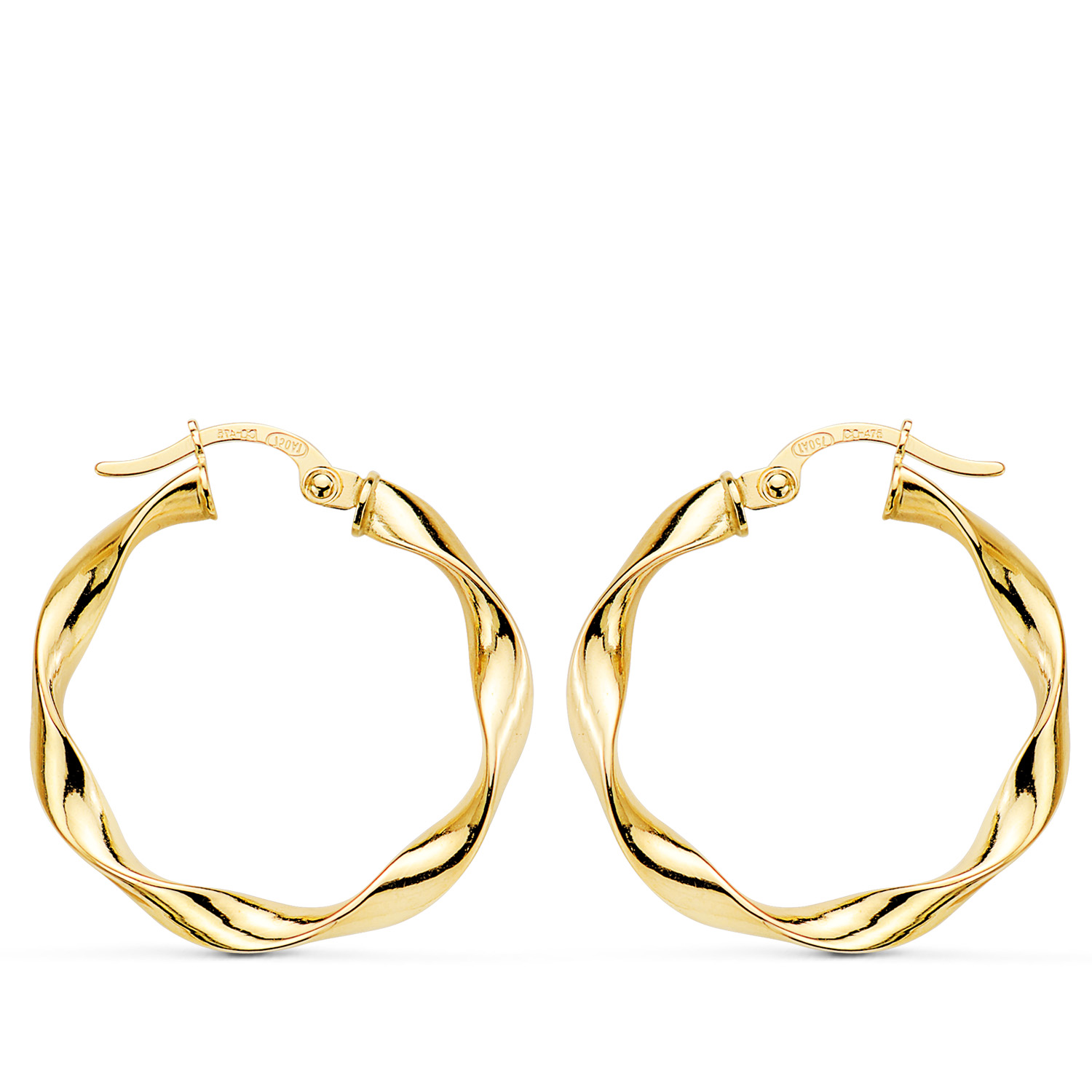 18K AROS ORO AMARILLO RELIADOS LISOS 23,5X2.5 MM