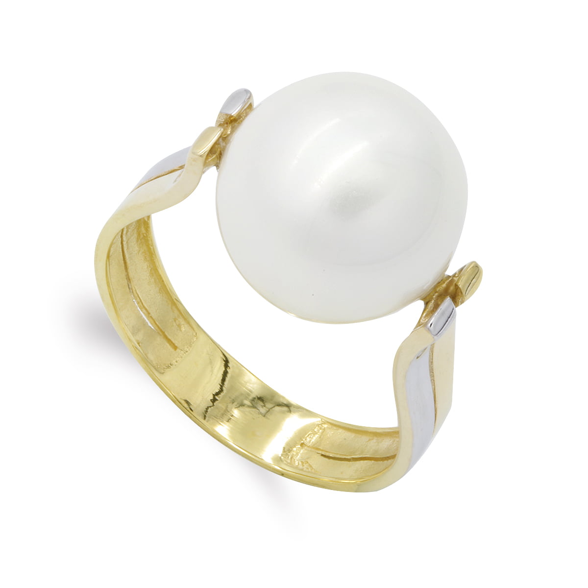 18K SORTIJA ORO BICOLOR PERLA 12 MM