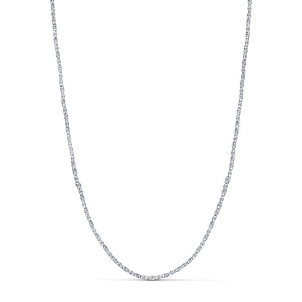 18K CADENA ORO BLANCO FORZADA MACIZA TALLADA. ANCHO: 1,8 MM. LARGO: 50 CM