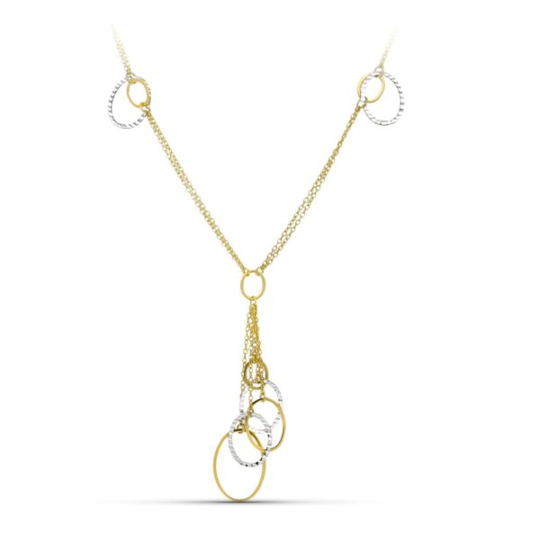 18K GARGANTILLA ORO BICOLOR DOBLE CADENA Y MOTIVOS