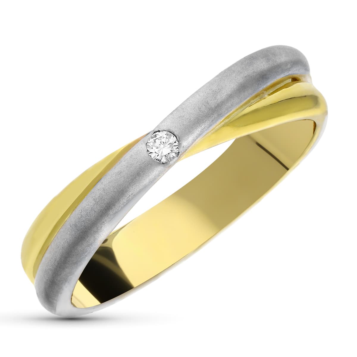 18K SORTIJA ORO BICOLOR BRILLANTE BICOLOR 0.03  QTS.