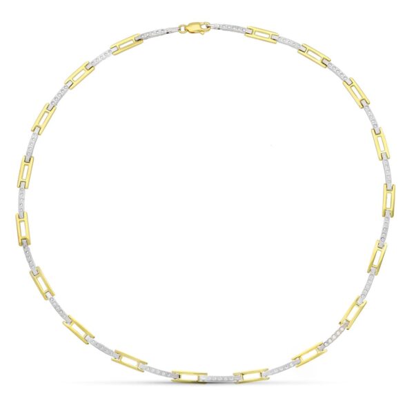 18K GARGANTILLA ORO BICOLOR CIRCONITA MATE Y BRILLO