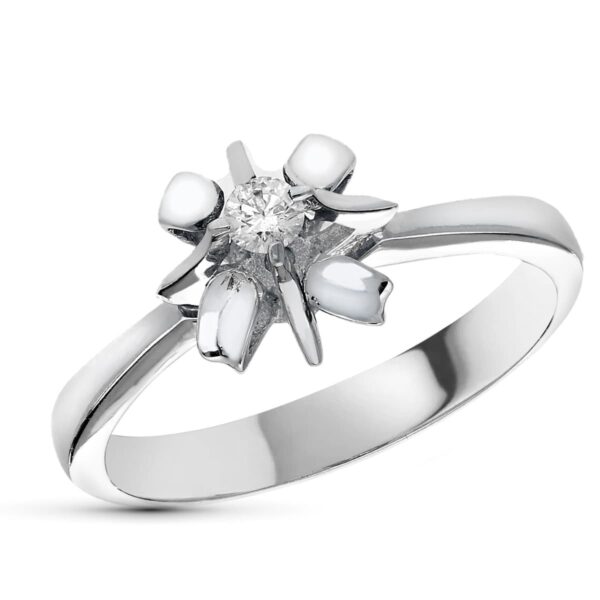 18K SOLITARIO ORO BLANCO CON DIAMANTE 0,10 QTS. ANCHO: 9,5MM