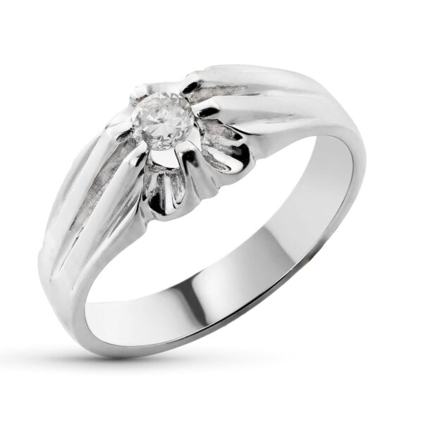 18K SOLITARIO ORO BLANCO DIAMANTE 0,20 QTS. ANCHO: 7 MM