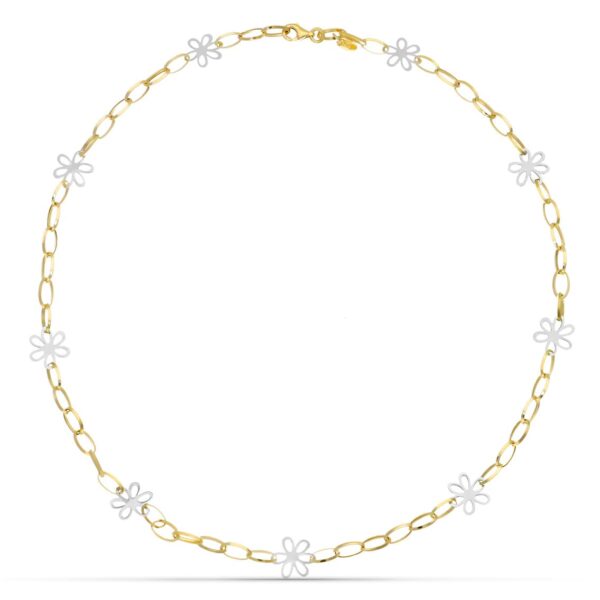 18K GARGANTILLA ORO BICOLOR FLORES