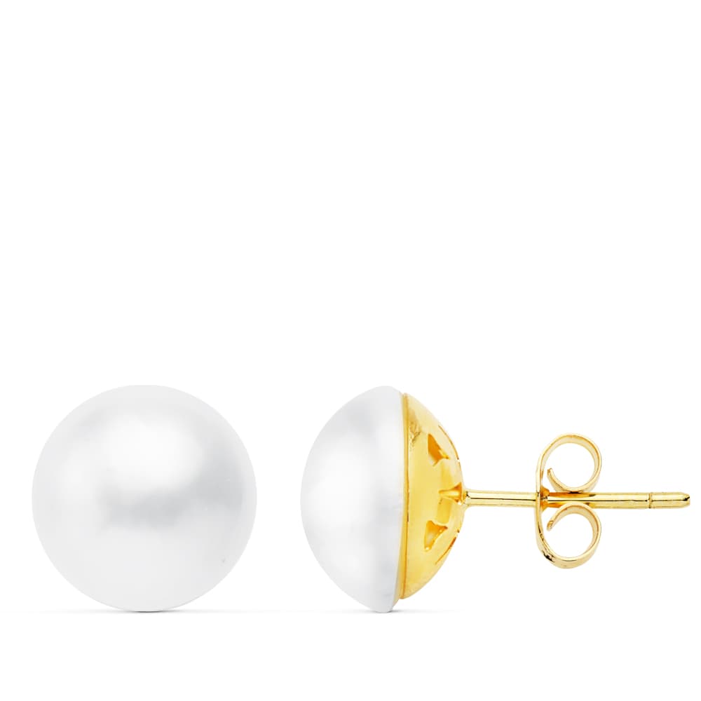 18K PENDIENTES JAPONESA ORO AMARILLO 11A 11.5 MM PRESION CIERRE PRESION