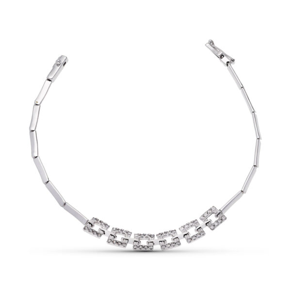 18K PULSERA ORO BLANCO CUADRADOS CIRCONITAS