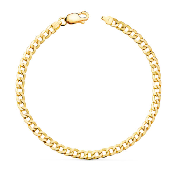 18K PULSERA ORO AMARILLO BARBADA PLANA HUECA  LARGO: 19CM