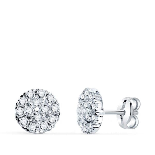 18K PENDIENTES ORO BLANCO REDONDO CON CIRCONITA 7 MM CIERRE PRESION