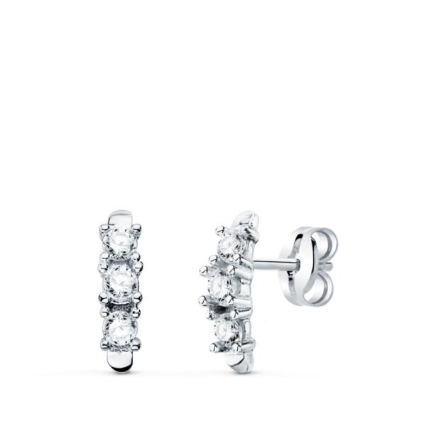 18K PENDIENTES ORO BLANCO CIRCONITA CON GARRAS 9.5X2.5 MM PRESION