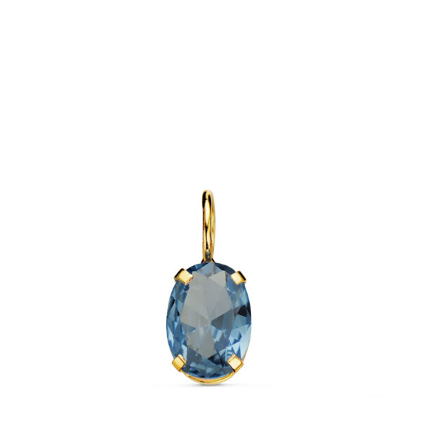 18K COLGANTE ORO AMARILLO OVAL PIEDRA COLOR AGUAMARINA 7 X 5 MM.