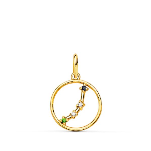 18K HOROSCOPO ORO AMARILLO ARIES CONSTELACIONES CIRCONITA 12 MM
