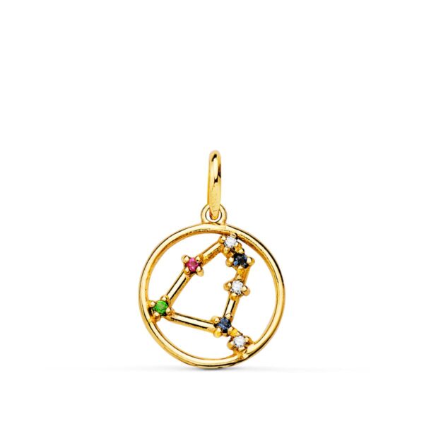 18K HOROSCOPO ORO AMARILLO CAPRICORNIO CONSTELACIONES CIRCONITA 12 MM