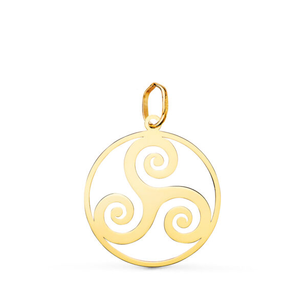18K COLGANTE ORO AMARILLO REDONDO TRISQUEL  EN BRILLO 20 MM