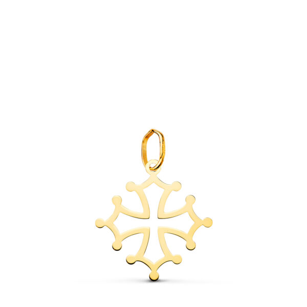 18K CRUZ DE OCCITANIA ORO AMARILLO EN BRILLO. 17 X 16 MM