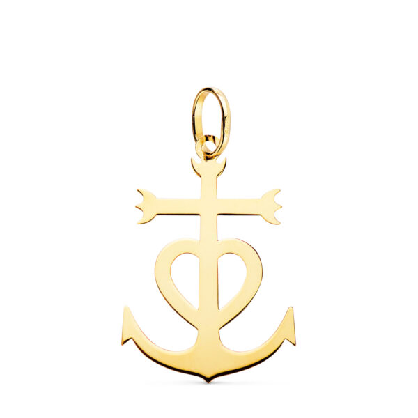 18K CRUZ DE LA CAMARGA ORO AMARILLO EN BRILLO. 27 X 19 MM