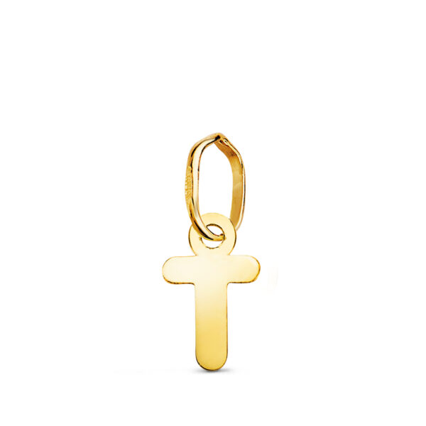 18K COLGANTE ORO AMARILLO LETRA " T " BRILLO. 8.3 X 5 MM