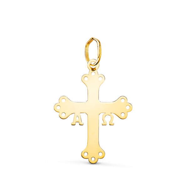 18K COLGANTE ORO AMARILLO CRUZ DE COVADONGA SILUETA EN BRILLO. 22 X 16 MM