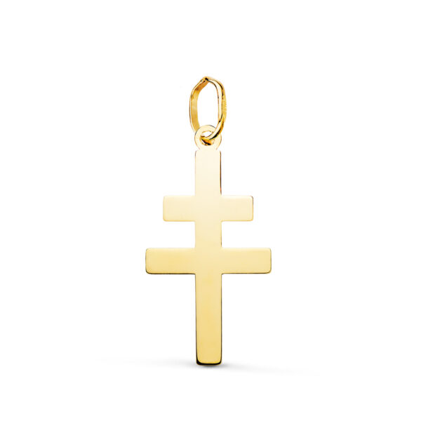 18K COLGANTE ORO AMARILLO CRUZ  CARAVACA EN BRILLO. 22 X 12 MM