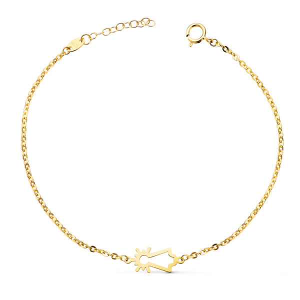 18K PULSERA ORO AMARILLO SILUETA VIRGEN ROCIO 15X6 MM. LARGO: 17+3 CM