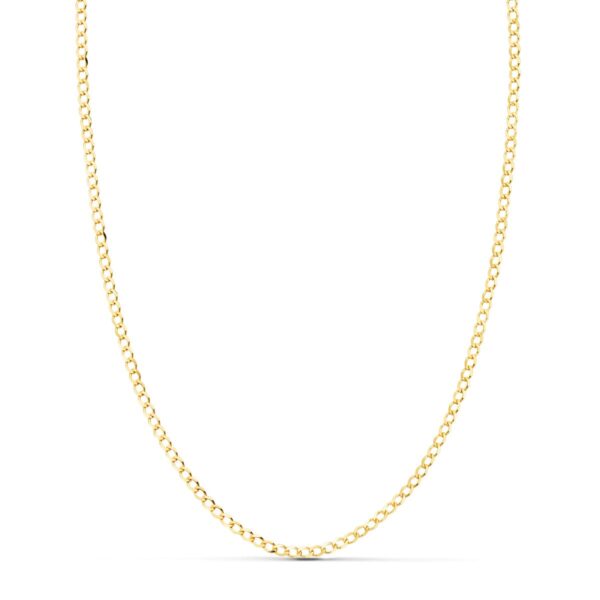 18K CADENA ORO AMARILLO BARBADA MACIZA LARGO 60CM ANCHO 1.5 MM