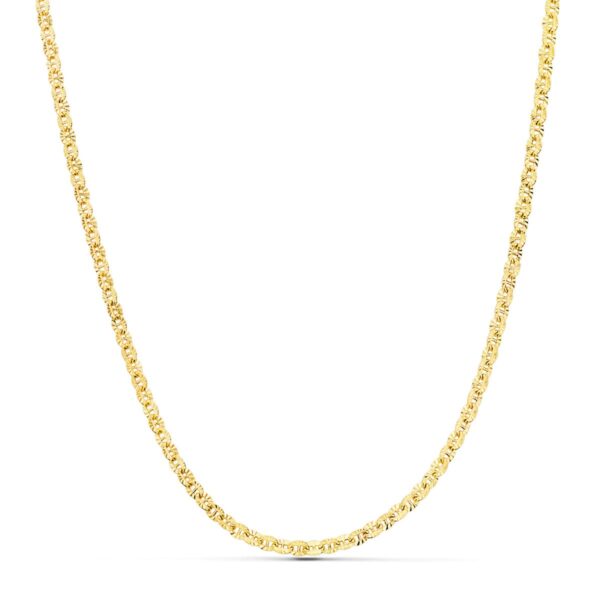 18K CADENA ORO AMARILLO FORZADA HUECA ESLABON TALLADO LARGO 45CM ANCHO 2 MM