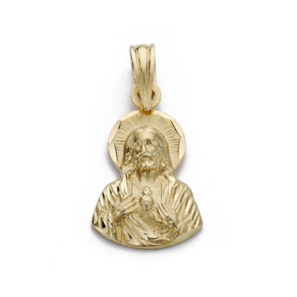 18K COLGANTE ORO AMARILLO CRISTO SAGRADO  CORAZON DE JESUS. 17X10 MM
