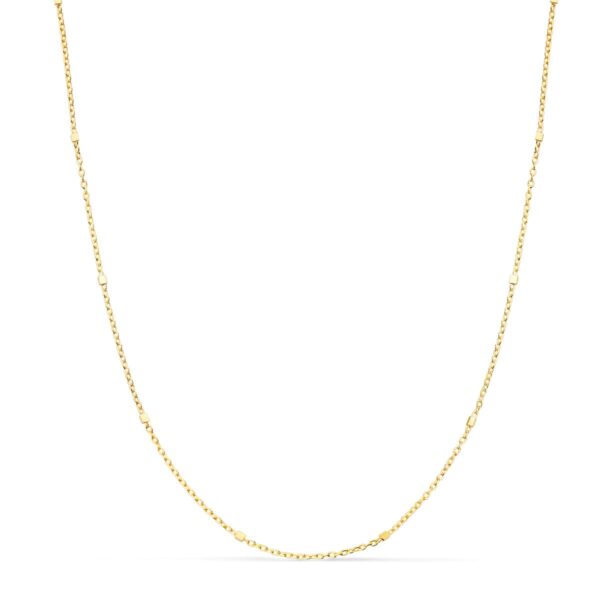 18K CADENA MACIZA ORO AMARILLO COMBINADA FORZADA Y CUBOS. LARGO 45CM ANCHO 1 MM