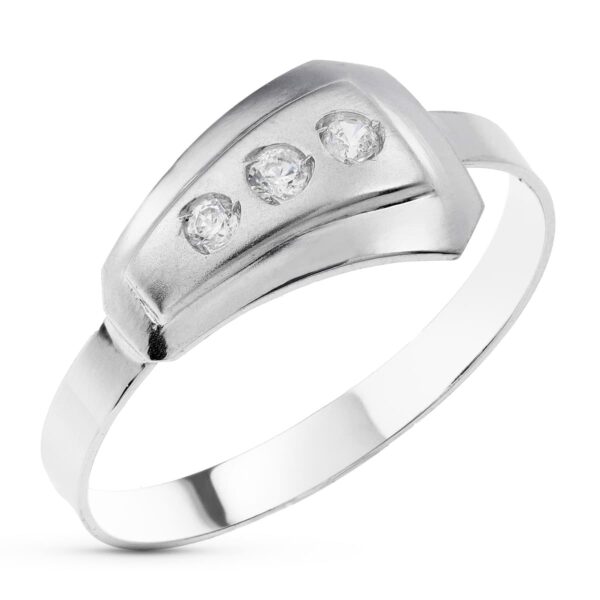 18K SORTIJA ORO BLANCO MATE Y BRILLO CON CIRCONITAS. ANCHO: 8 MM