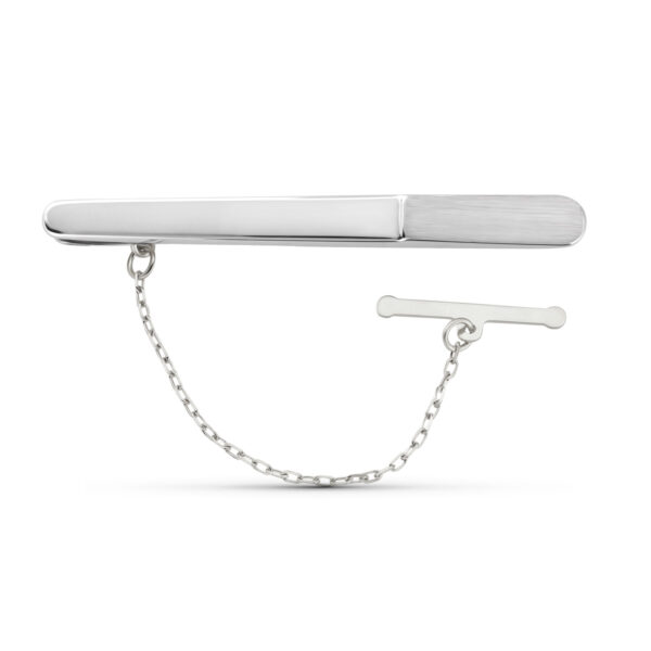 18K PISACORBATA CLIP DE CORBATA ORO BLANCO MATE Y BRILLO