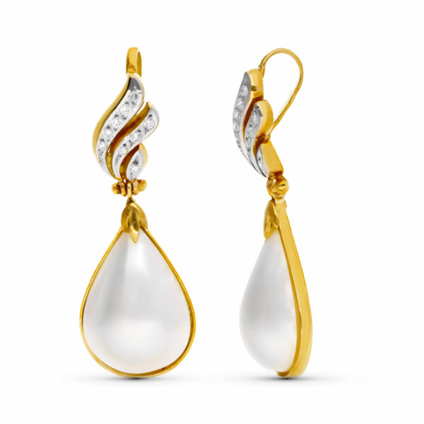 18K COLGANTE ORO AMARILLO PERLA JAPONESA PERA Y CIRCONITAS
