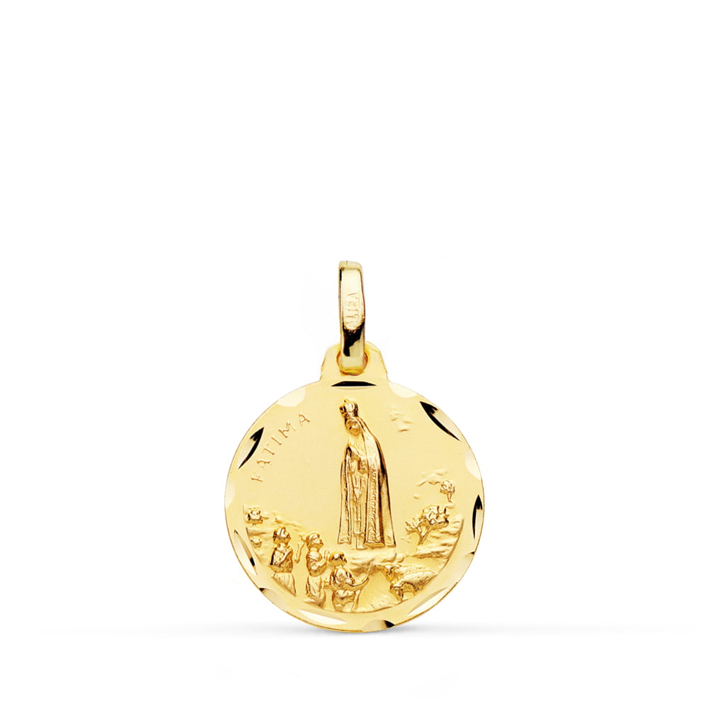 9K MEDALLA ORO AMARILLO VIRGEN DE FATIMA TALLADA 16 MM