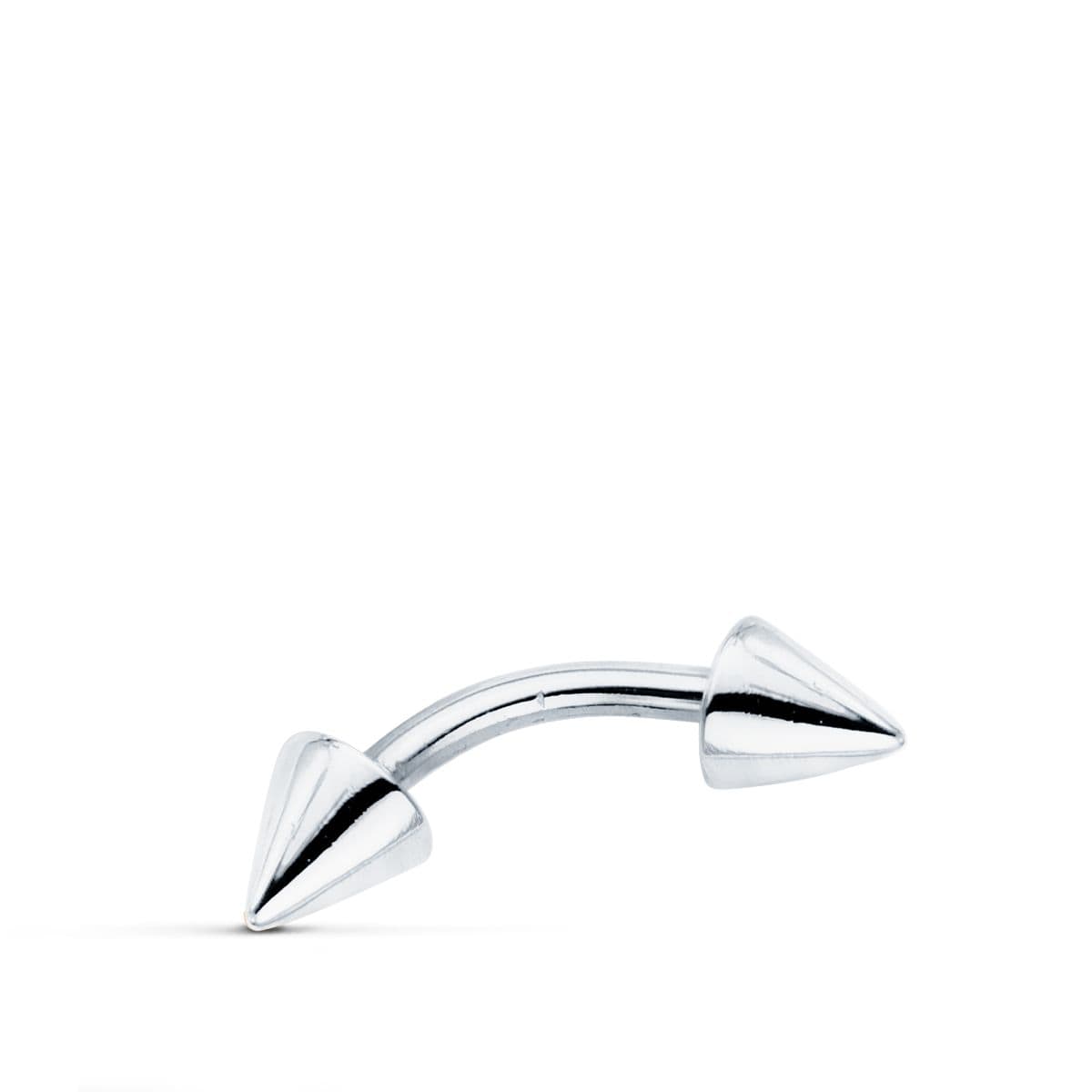 9K PIERCING ORO BLANCO DE CEJA CON DOS PINCHOS. 15X4 MM