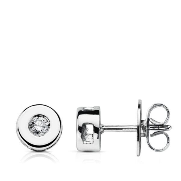 9K PENDIENTES ORO BLANCO CHATON DIAMANTE 2.50/H-SI 0.CIERRE PRESION