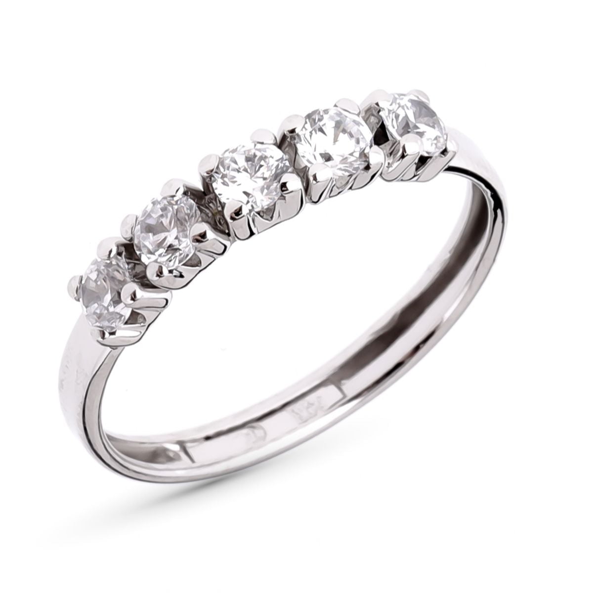 9K SORTIJA QUINTILLO ORO BLANCO CON CIRCONITAS EN GARRAS DE 3 MM