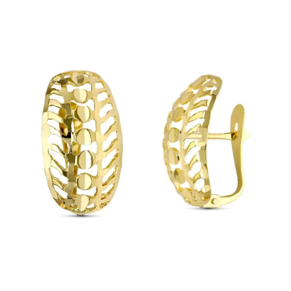 9K PENDIENTES ORO AMARILLO TALLADOS 20X10 MM CIERRE CATALAN