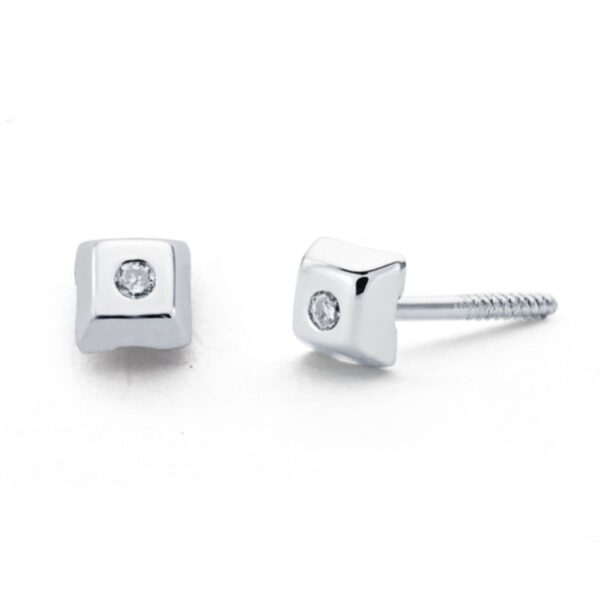 9K PENDIENTES ORO BLANCO DIAMANTES 0.02CTS TUERCA SI-H