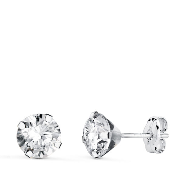 18K PENDIENTES ORO BLANCO 4 GARRAS CON CIRCONITA. ANCHO: 6 MM CIERRE PRESION