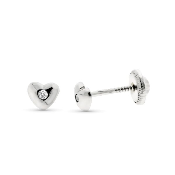 9K PENDIENTES ORO AMARILLO CORAZON DIAMANTES 0.016 CTS SI-H 4 MM TUERCA
