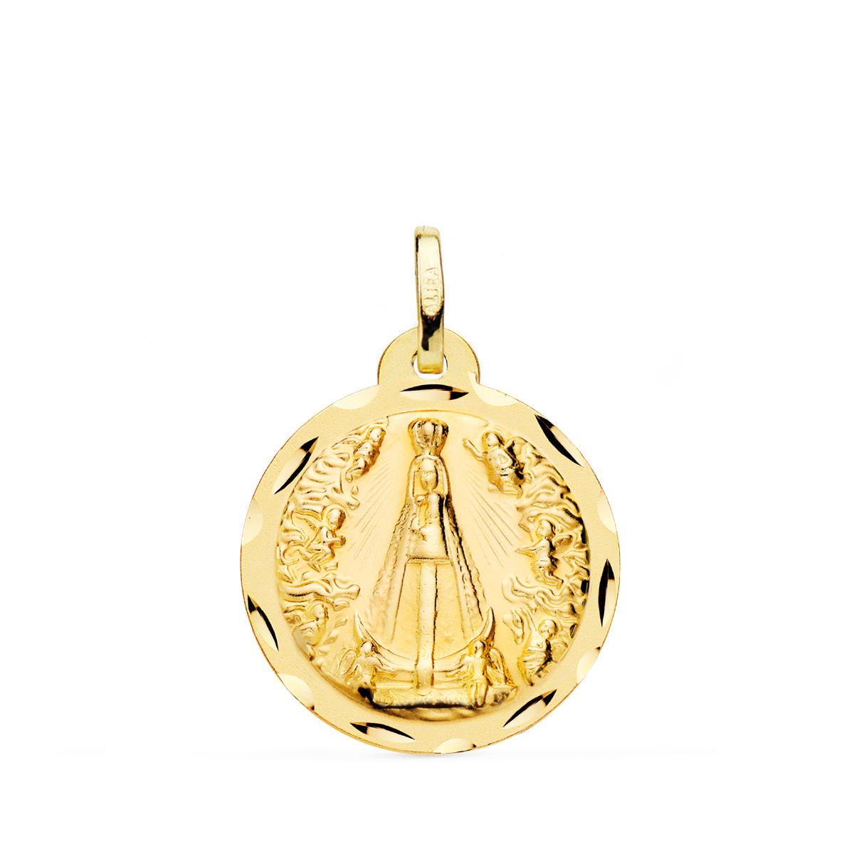 9K MEDALLA ORO AMARILLO VIRGEN NUESTRA SEÑORA DE BEGOÑA TALLADA 20 MM
