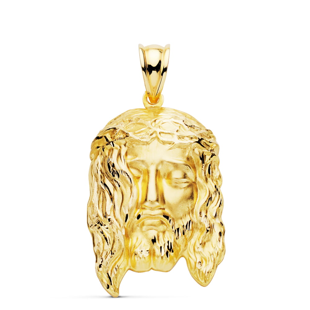 9K COLGANTE ORO AMARILLO CABEZA DE CRISTO  ESTAMPADO. 30X19 MM