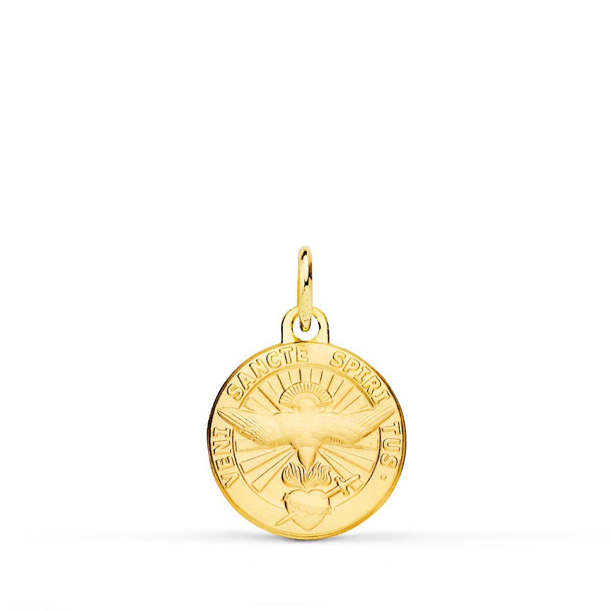 9K MEDALLA ORO AMARILLO ESPIRITU SANTO LATIN MATIZADA 14 MM